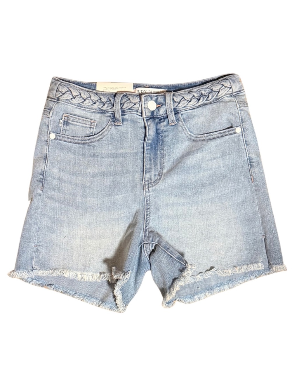 Judy Blue Light Blue Braided Waistband Denim Shorts
